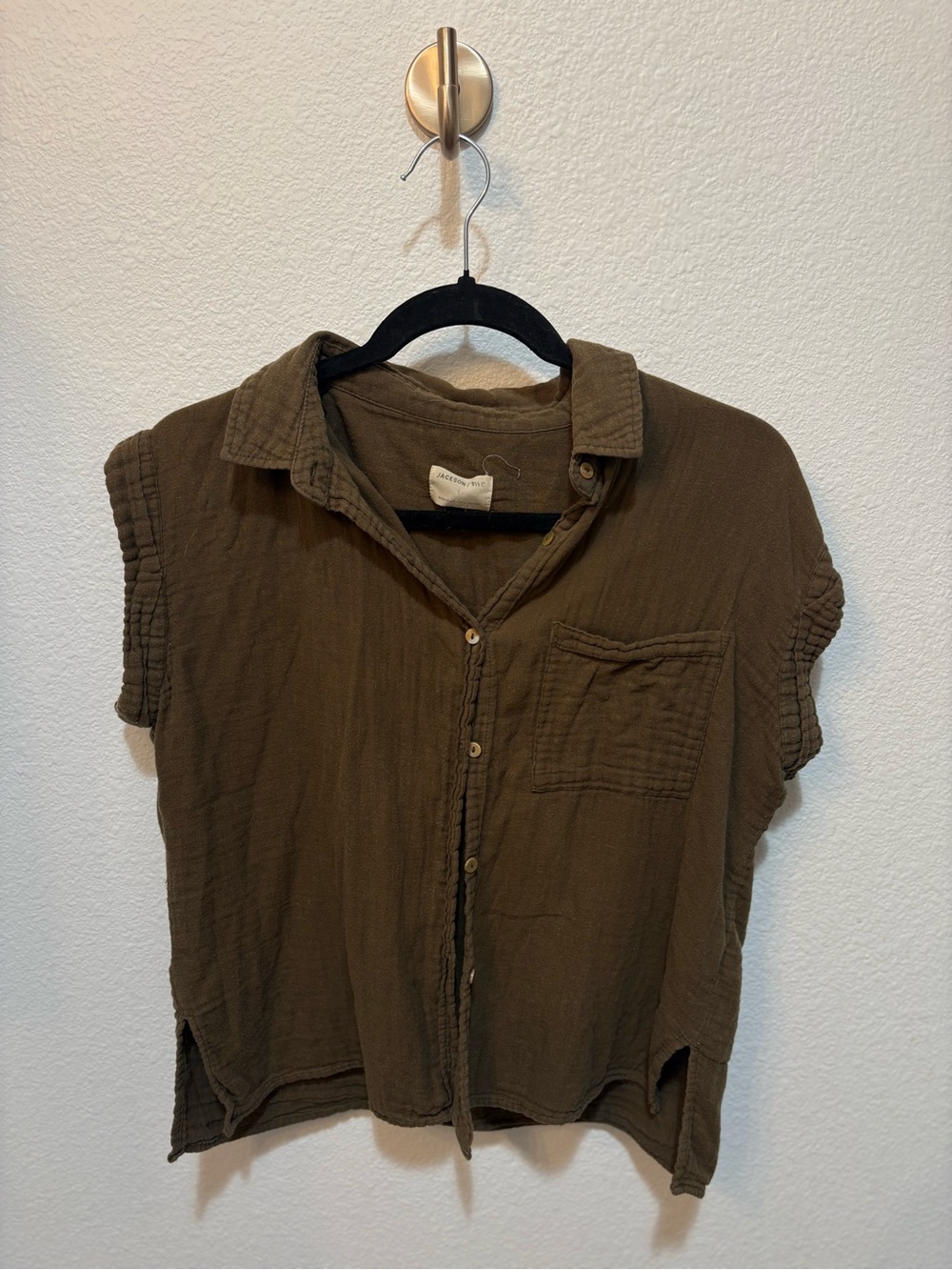 Jackson Rowe Olive Button-Front Women's Top